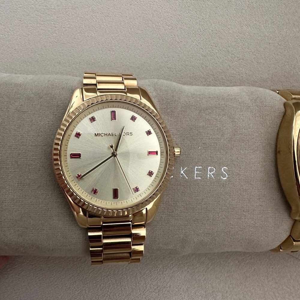Michael Kors Gold Watch with Red Accents